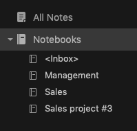 Evernote notebooks section