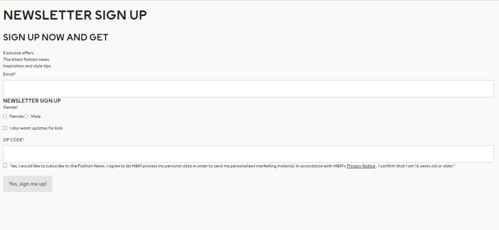 email localization newsletter signup