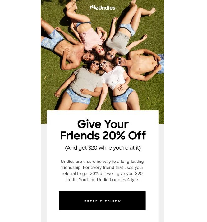 referral email from MeUndies