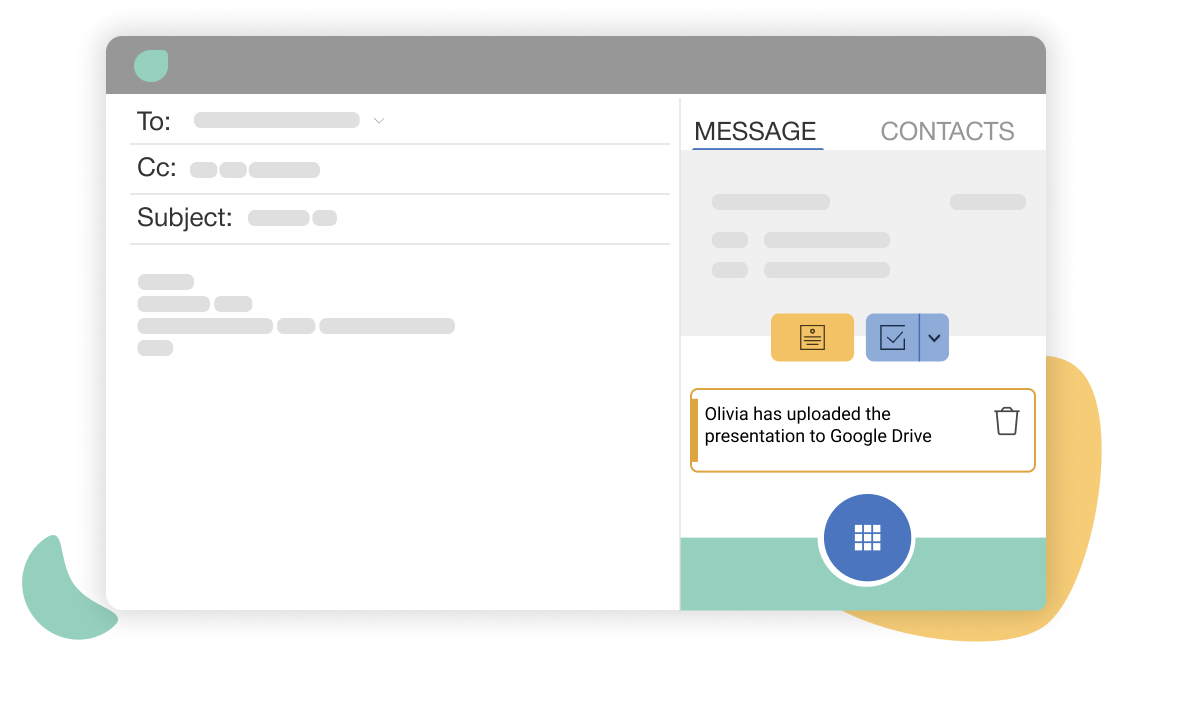 the compose window with a mailbutler note attached