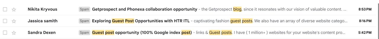 example of emails in wrong time