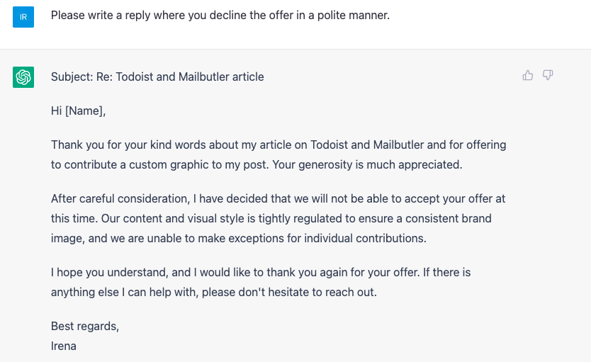 chatgpt email reply change