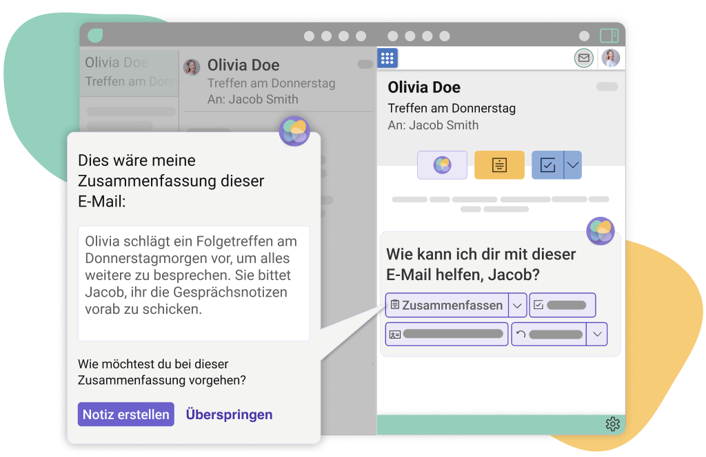 Die Smart Summarize-Funktion des Smart Assistant von Mailbutler
