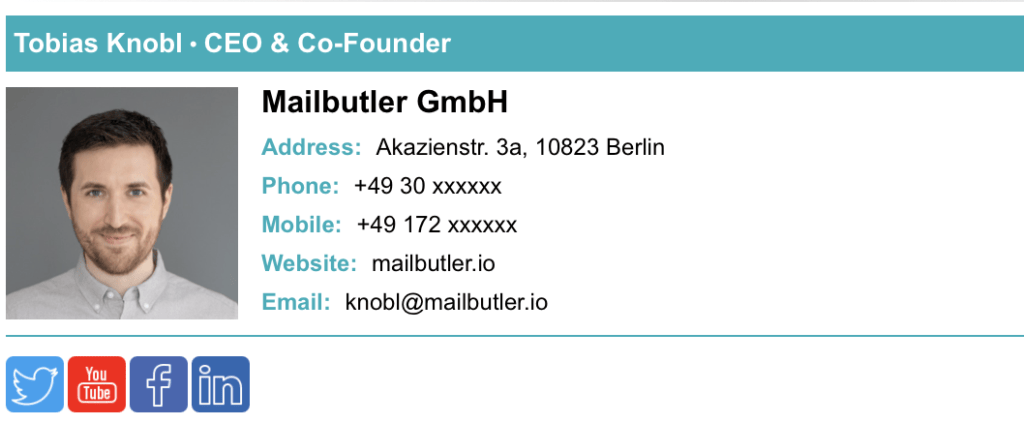 Example of company email signature