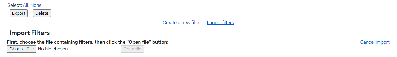 Import Gmail filters