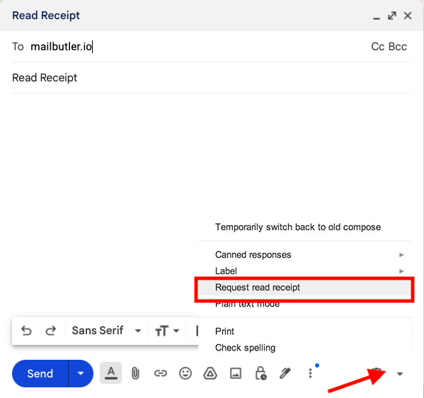 Request read receipt in Gmail