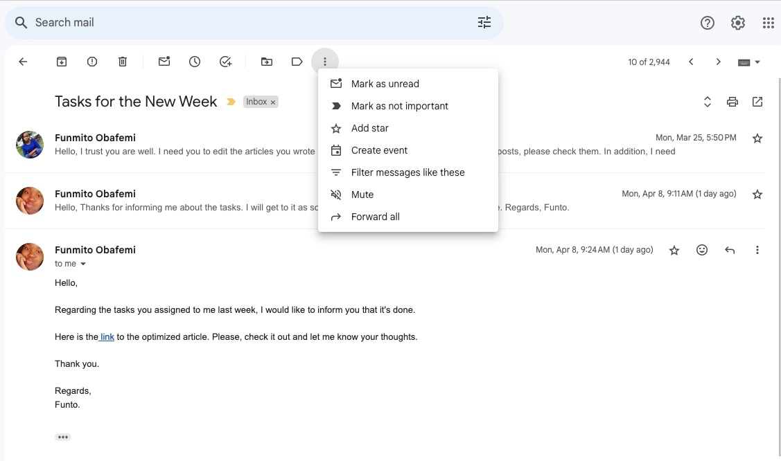 forward an entire email thread in Gmail