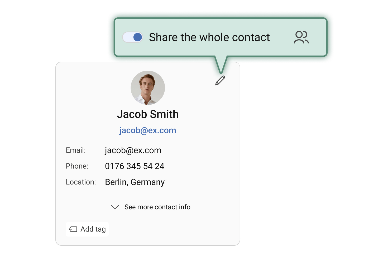 Share contacts in shared inbox