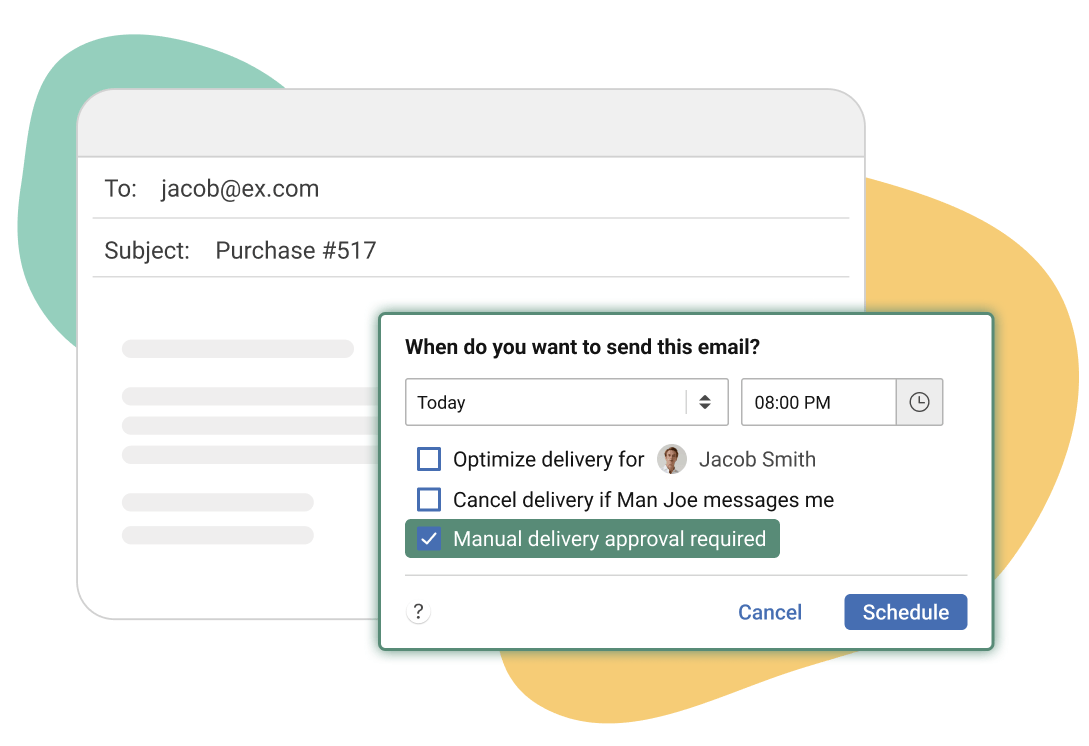 The Send Later scheduling pop up for Outlook, Apple Mail and Gmail
